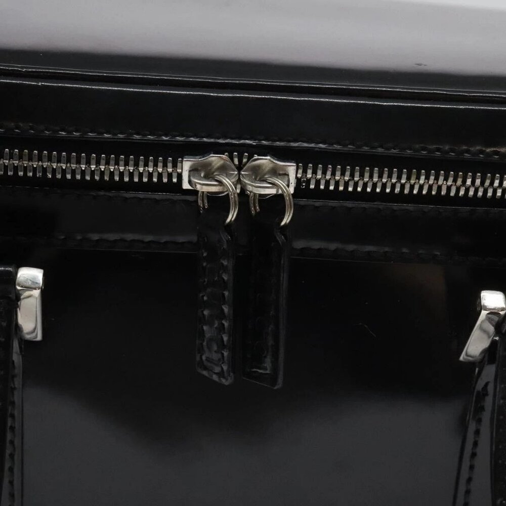 GUCCI Hand Bag Enamel Black Silver Auth am8761 - Picture 10 of 16